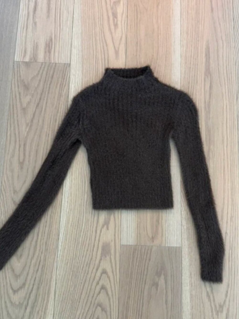 Brown Fluffy Turtleneck Sweater